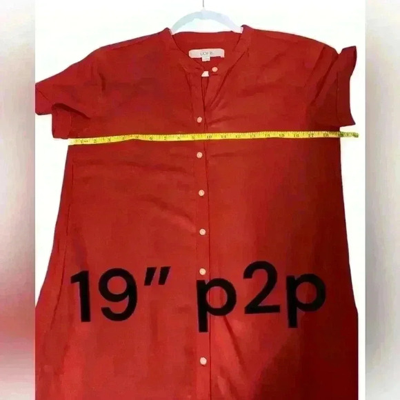 Loft Casual Red Short Sleeve Button Down
Dress With Pockets Size Small - Picture 6 of 12